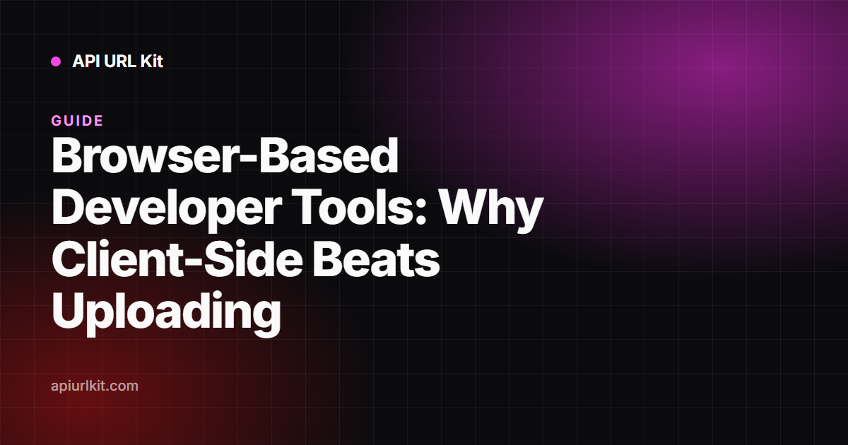 Diagram contrasting a tool that uploads data to a server with one that processes it entirely in the browser