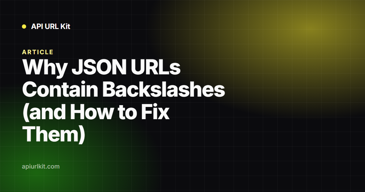 A JSON string showing an escaped URL with backslashes before each forward slash